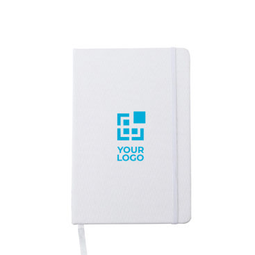 A5-Notizbuch aus RPET und Kunstleder, Gummiband, linierte Seiten