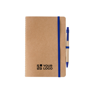 A5-Notizbuch aus Recycling-Karton mit Kuli und blanken Seiten