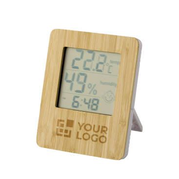 Wetterstation und Bambusuhr mit klappbarem Ständer