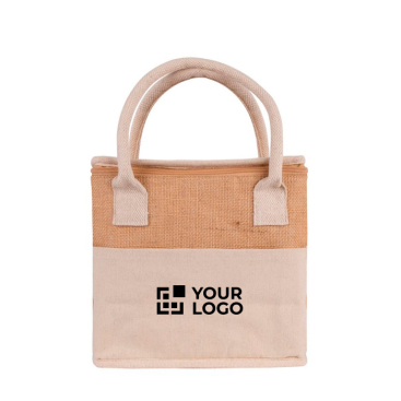Kühltasche aus Jute mit verstärkten Baumwollhenkeln
