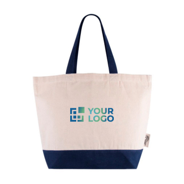 Recycelte Tasche mit farbigem Griff und Boden, 320 g/m2
