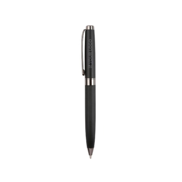 Eleganter Kugelschreiber aus Edelstahl mit Chromdetails, blaue Tinte
