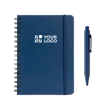 Set aus A5-Notizbuch mit PU-Einband und Aluminium-Kugelschreiber mit blauer Tinte