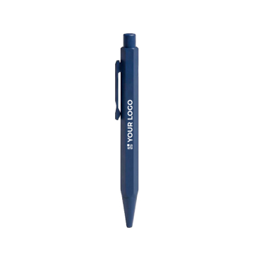 Aluminium-Kugelschreiber mit mehrkantigem Schaft, Druckmechanismus und blauer Tinte