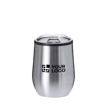 Thermobecher aus Edelstahl mit transparentem Deckel, 330 ml