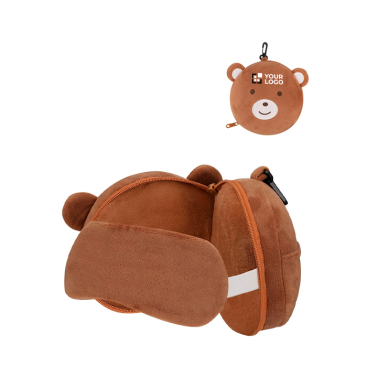 Nackenkissen- und Schlafmasken-Set im Bärenetui für Kinder
