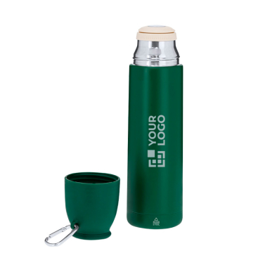 Recycelte Stahlthermosflasche mit Tasse im Deckel, 500 ml