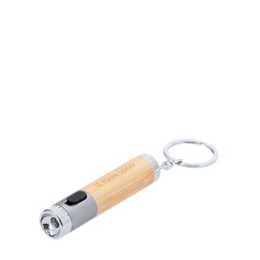 Praktische Taschenlampe aus Bambus am Schlüsselanhänger