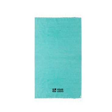 Pareo aus Recycling-Baumwolle und RPET mit Fransen, 180 g/m2