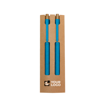 Kuli und Endlosbleistift aus Weizenstroh, blaue Tinte