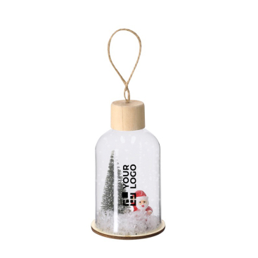 Weihnachtsanhänger aus Glas mit Holzsockel