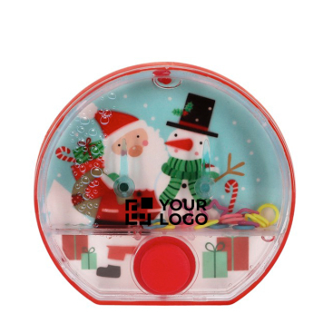 Wasserset mit Weihnachtsdesign und rotem Knopf in der Mitte