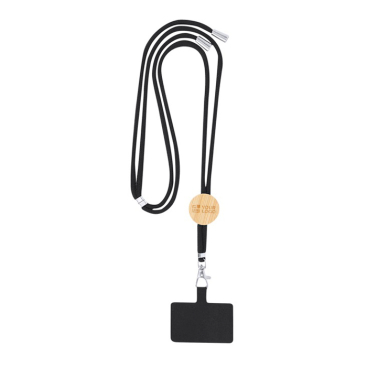 Lanyard mit RPET-Handyhalterung und Bambusdetail