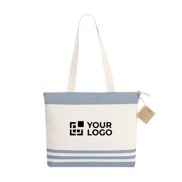 Schultertasche aus recycelter Baumwolle mit Bodenfalte
