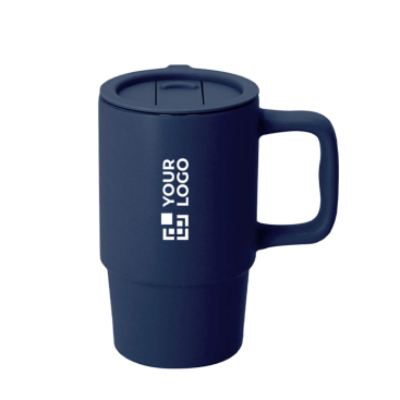 Keramik-To-go-Becher mit Schiebedeckel und matter Oberfläche, 430 ml