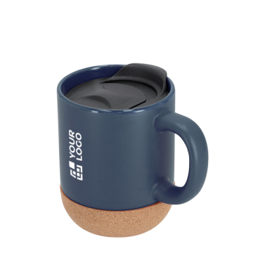 Keramik-To-go-Becher mit Korkboden und Deckel 330 ml