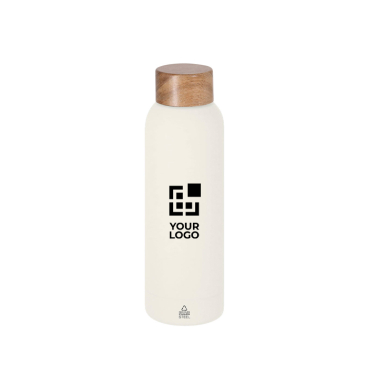 Edelstahlflasche mit gummierter Oberfläche und Bambusdeckel 700 ml