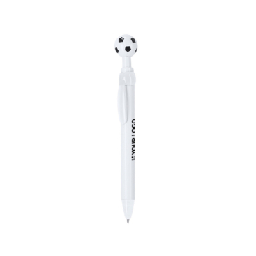 Kugelschreiber mit Druckmechanik, Fußball-Design und blauer Tinte