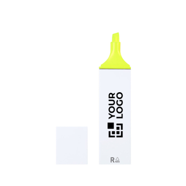 Textmarker mit weißem Etui und mehrfarbiger Tinte