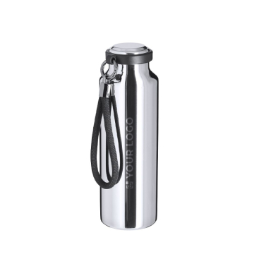 Thermoflasche aus recyceltem Edelstahl mit Trageband, 480 ml