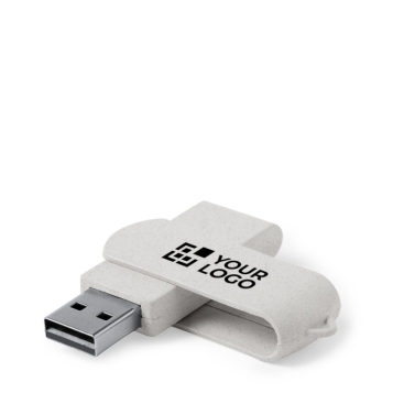USB Stick aus Weizenstroh mit schützendem Drehgehäuse