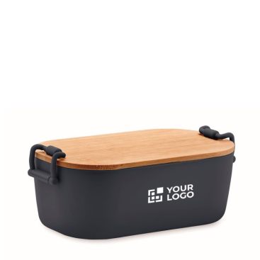 Lunchbox mit Bambusdeckel und zwei seitlichen Verschlüssen, 700 ml