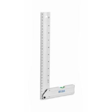 Aluminium-Winkel mit Wasserwaage in der Basis und 30 cm-Lineal