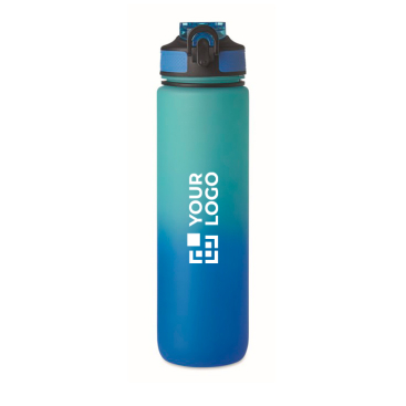 RPET-Flasche mit Trinköffnung und Trinkzeitmarkierungen, 1 L