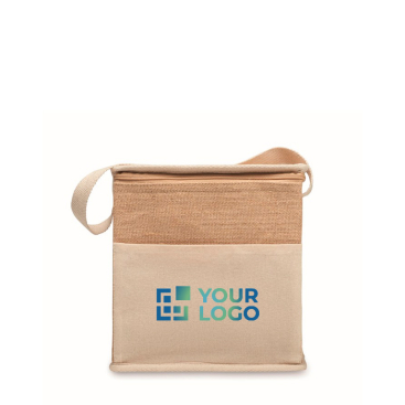 Modische Kühltasche aus Jute mit Fronttasche, 3 L