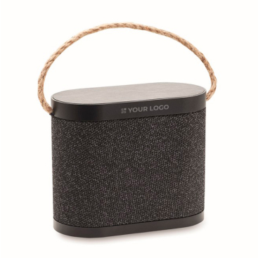 Schwarzer kabelloser Lautsprecher mit Jute-Tragegriff, 15W