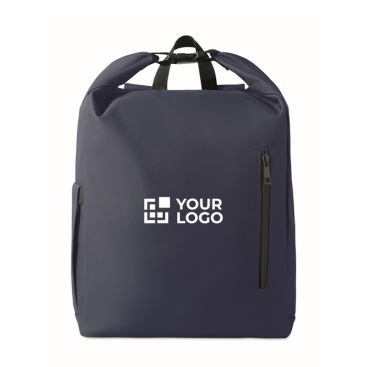 Rolltop-RPET-Laptoprucksack mit elastischer Seitentasche 15''
