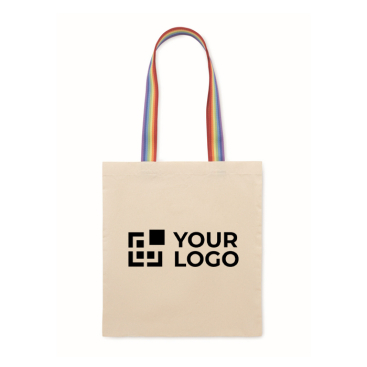 Baumwoll Tote Bag mit Regenbogen-Henkeln 180 g/m²