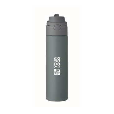 Recycelte Edelstahlflasche mit 2 in 1 Strohhalm 650 ml
