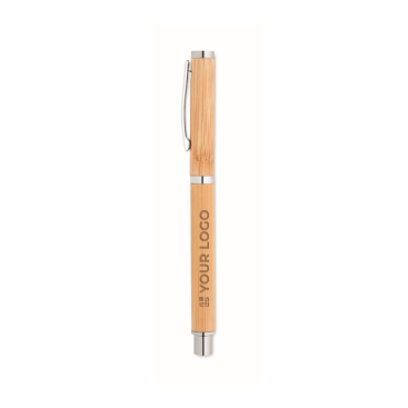 Rollerball aus Bambus und Edelstahl mit blauer Gel-Tinte