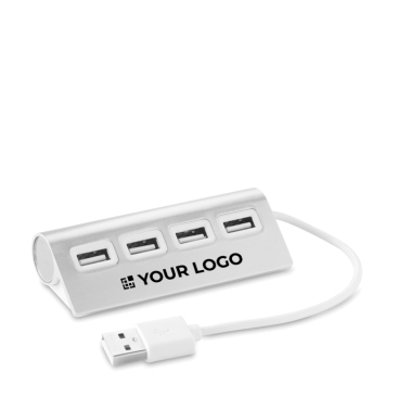 USB-Hub aus Aluminium mit 4 USB-2.0-Ports, Kabellänge 14,5 cm