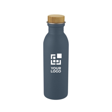 Stahlflasche mit Bambusdeckel Ansicht mit Druckbereich