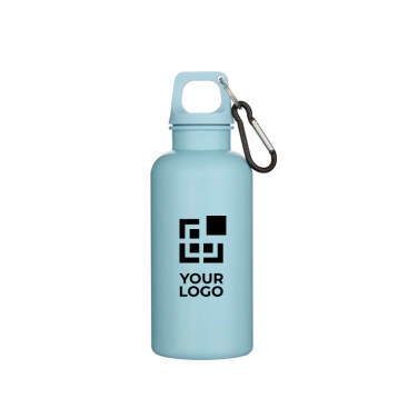 Flasche aus recyceltem Kunststoff mit Karabiner und Schraubdeckel 400ml