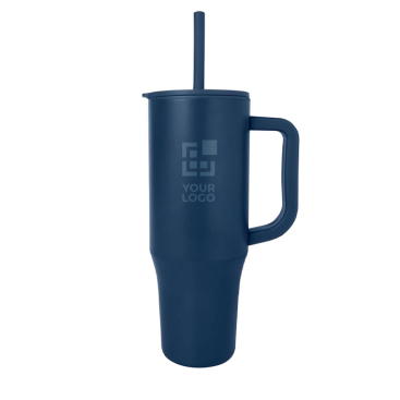 Thermobecher mit Silikonstrohhalm und Spritzschutzdeckel 900 ml