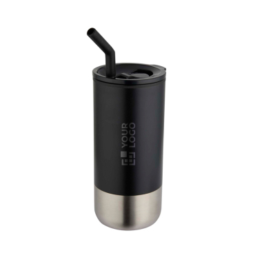 Isolierbecher mit Edelstahl Trinkhalm und Silikonspitze 480 ml