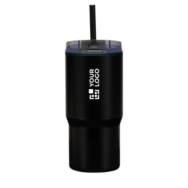 Doppelwandiger Thermobecher mit auslaufsicherem Deckel und Trinkhalm, 540 ml