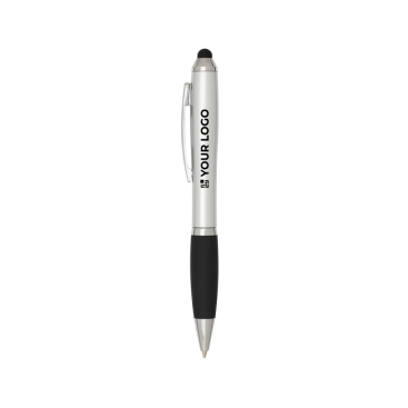 Drehkugelschreiber mit Touchpen und weicher Griffzone, blaue Tinte