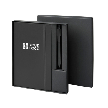 Geschenkset aus Hardcover-Notizbuch und Stift mit schwarzer Tinte
