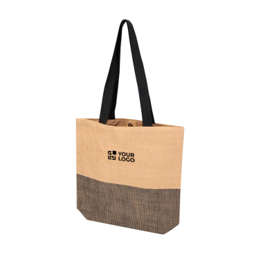 Geflochtene Strohtasche mit Magnetknopf und breitem Boden, 10 l