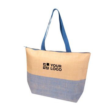 Tasche aus Strohpapier mit Reißverschluss und festem Boden, 21 l