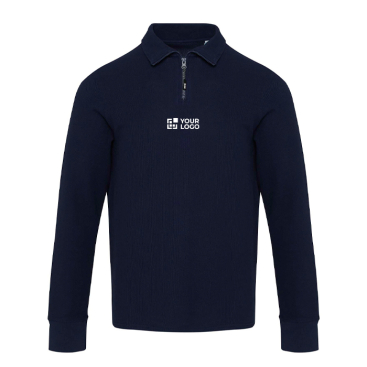 Unisex Baumwoll Poloshirt Langarm mit Halb Reißverschluss 245 g/m² Elevate
