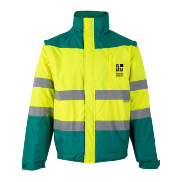 Zweifarbige Unisex-Arbeitsjacke mit Leuchtstreifen, 180 g/m2 