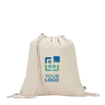 Turnbeutel aus recycelter Baumwolle in Naturfarbe, 180 g/m2