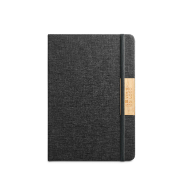 A5-Notizbuch mit Hardcover aus Bambus und RPET mit Verschluss, linierte Seiten