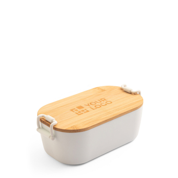 Hermetische Lunchbox aus Kunststoff mit Bambusdeckel und Schnallen 1 L