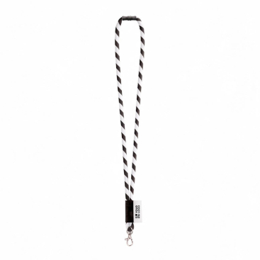 Rundkordel-Lanyard aus Polyamid mit Karabinerhaken und sublimierbarem Etikett